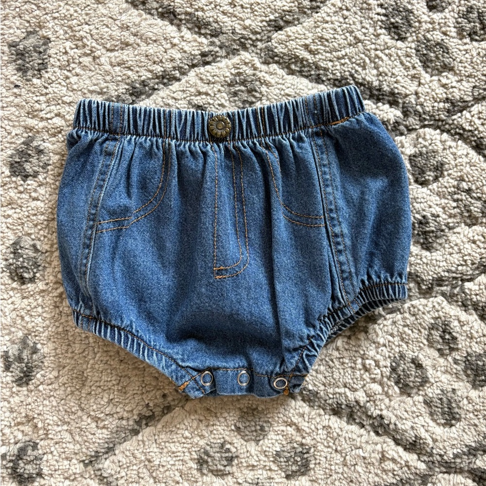 SOLD XXXX Barn Baby denim bloomers with sunflower